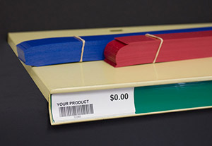 Shelf Strip,1.22" x .010" x 24",Blk,Berry,Ylw,Teal